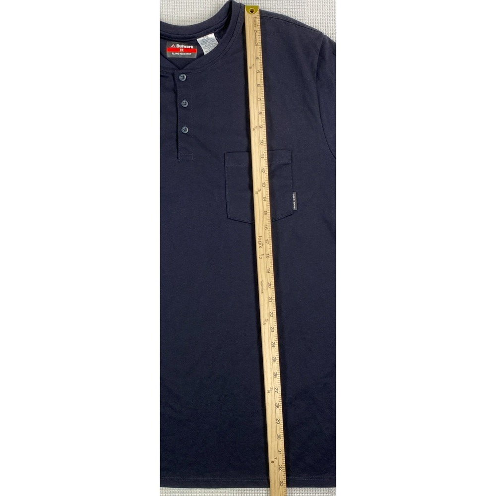 Bulwark FR Long Sleeve Henley Cat2 2112 Black 100% Cotton Men's XXL - Picture 4 of 9
